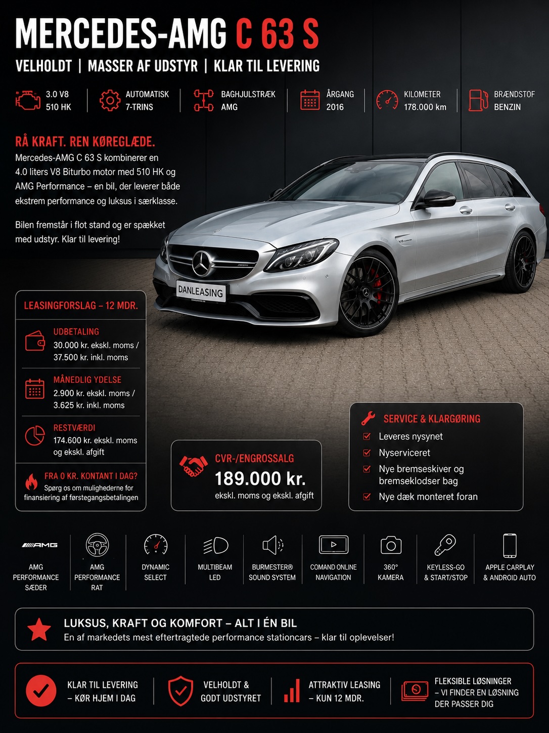 🚗 Mercedes-AMG C 63 S - Velholdt | Masser af udstyr | Klar til levering 🚗