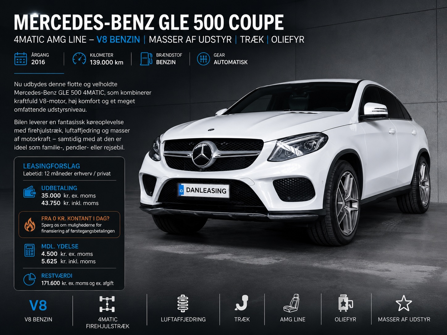 Mercedes-Benz GLE 500 Coupe 4MATIC AMG line - V8 Benzin | Masser af udstyr | Træk | Oliefyr