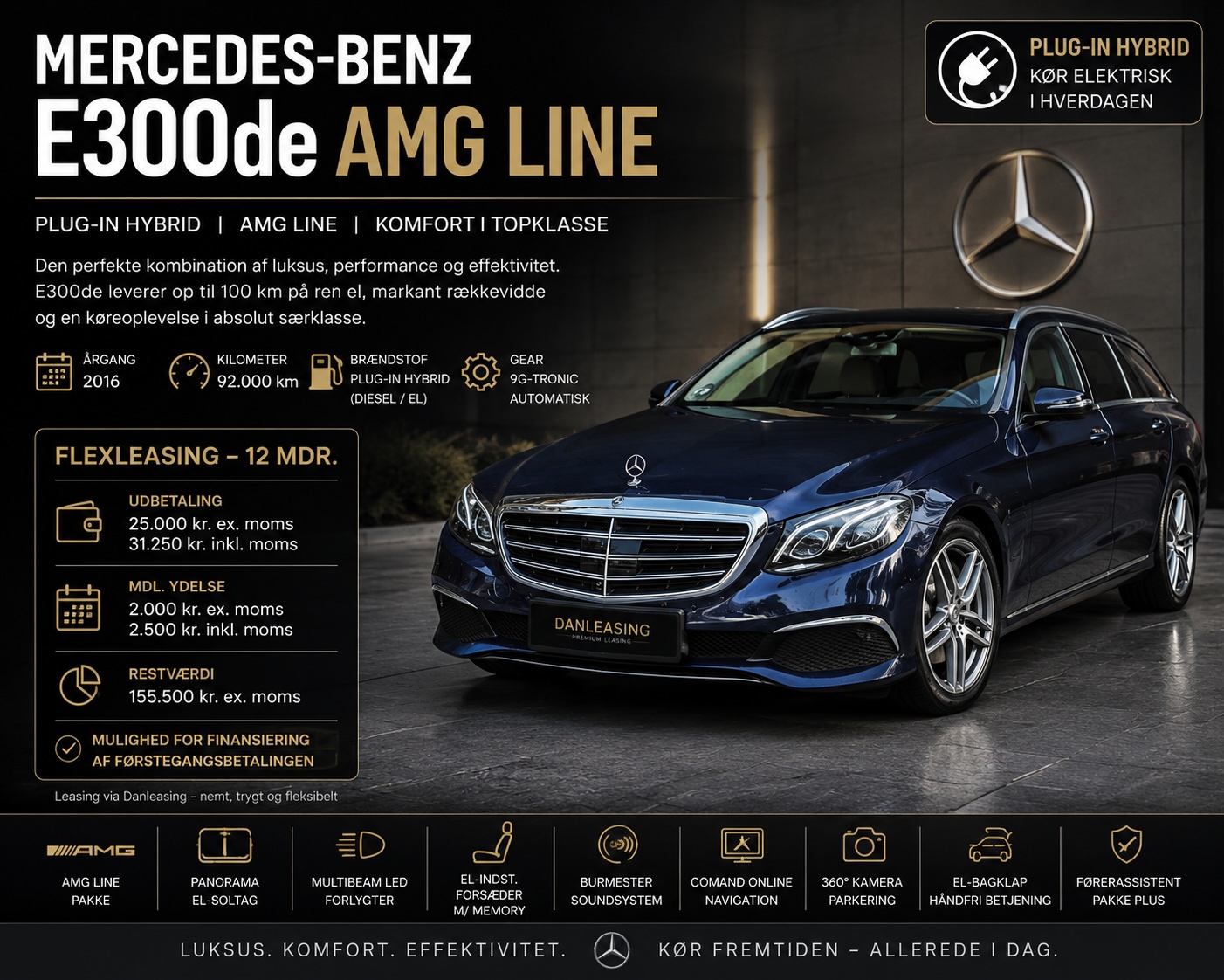 🔥 Mercedes-Benz E300de AMG Line Stationcar - Plug-in hybrid | Eksklusivt udstyr | Høj komfort 🔥